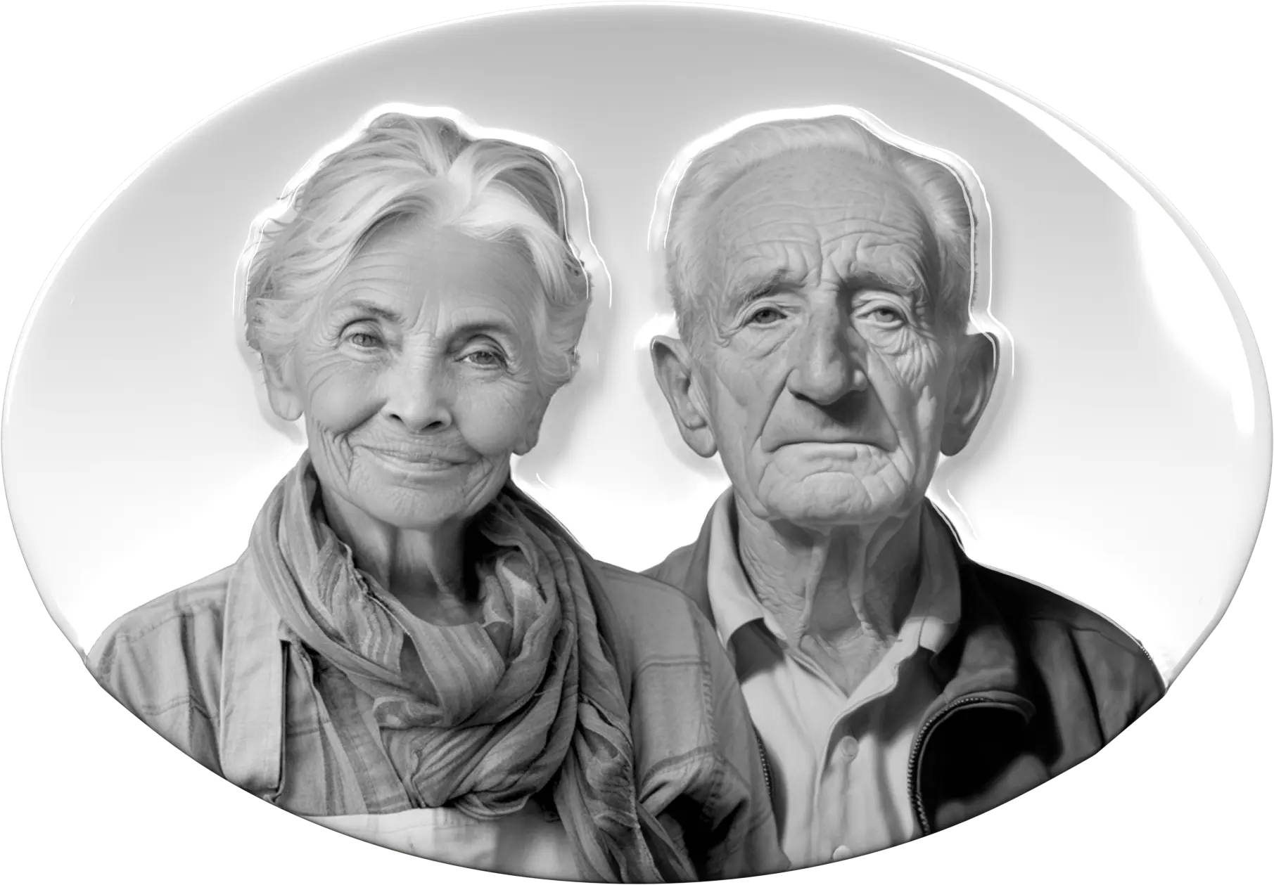 Fotografie páru na oválném 3D porcelánu