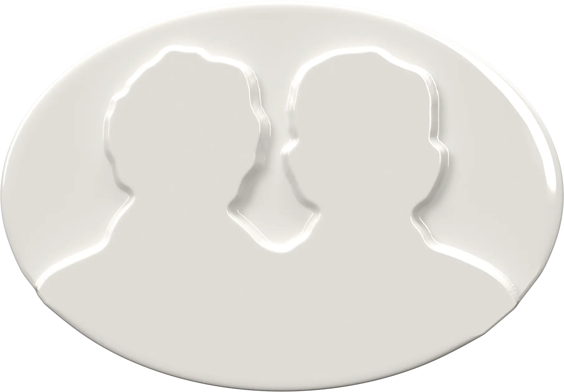 Fotografie dvou osob na oválném 3D porcelánu